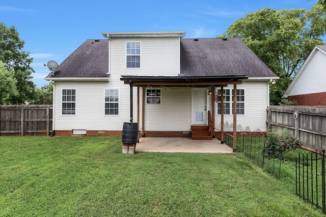 3406 Meadowhill Dr, Murfreesboro, TN 37130 - back of house featuring a patio area, a fenced backyard, roof with shingles, and entry steps