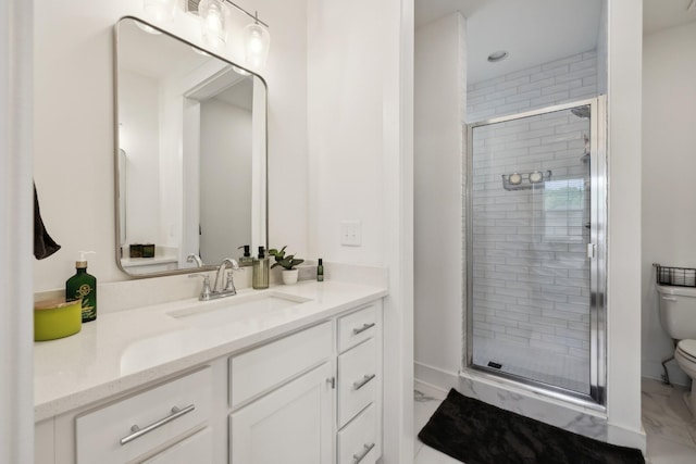 234 Sounder Cir, La Vergne, TN 37086 - full bathroom with vanity, a shower stall, and marble finish flooring