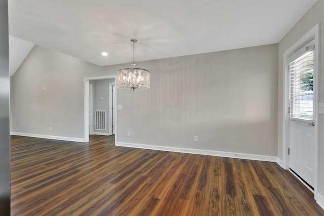 288 Springwater Dr, Summertown, TN 38483 - unfurnished dining area featuring a chandelier, dark wood finished floors, and recessed lighting