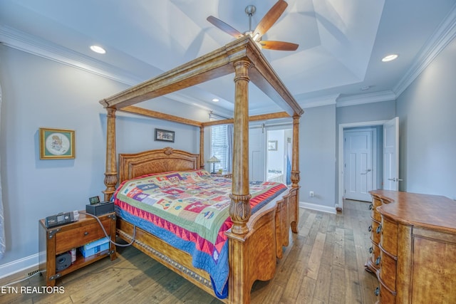 2023 Legacy Ln, Maryville, TN 37803 - bedroom featuring wood-type flooring, crown molding, recessed lighting, and a ceiling fan