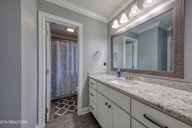2023 Legacy Ln, Maryville, TN 37803 - bathroom featuring vanity, wood finished floors, and ornamental molding