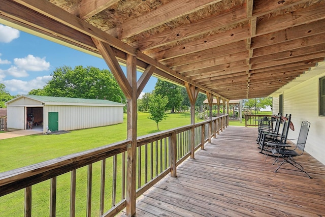 10615 Owens Chapel Rd, Springfield, TN 37172 - wooden terrace with a lawn and an outdoor structure