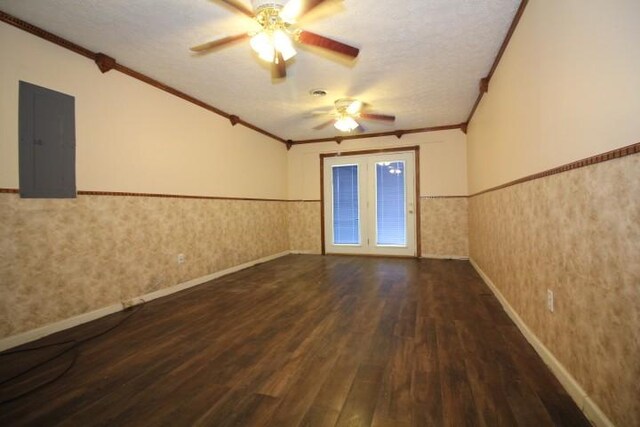 1211 Patton Pl, Oak Grove, KY 42262 - spare room with electric panel, wood finished floors, wainscoting, ceiling fan, and crown molding