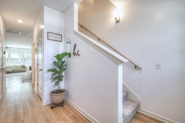 3105 Defilade Dr, Murfreesboro, TN 37128 - stairs featuring wood finished floors and recessed lighting