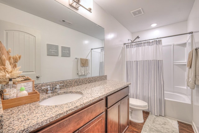 3105 Defilade Dr, Murfreesboro, TN 37128 - bathroom with wood finished floors, vanity, and shower / bathtub combination with curtain