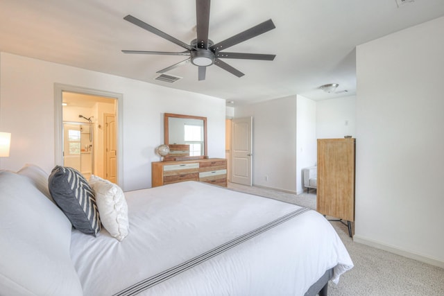 3105 Defilade Dr, Murfreesboro, TN 37128 - bedroom with light carpet, ensuite bathroom, and a ceiling fan