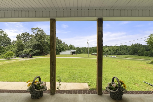 1072 Dugout Rd, Summertown, TN 38483 - view of green lawn featuring a patio and view of scattered trees