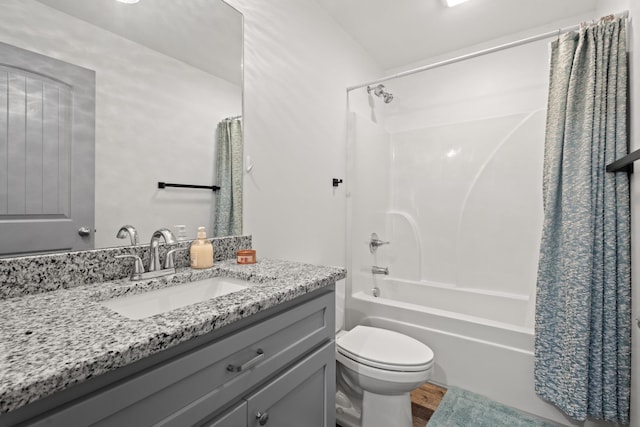 1072 Dugout Rd, Summertown, TN 38483 - full bath with vanity, shower / bath combo, and wood finished floors
