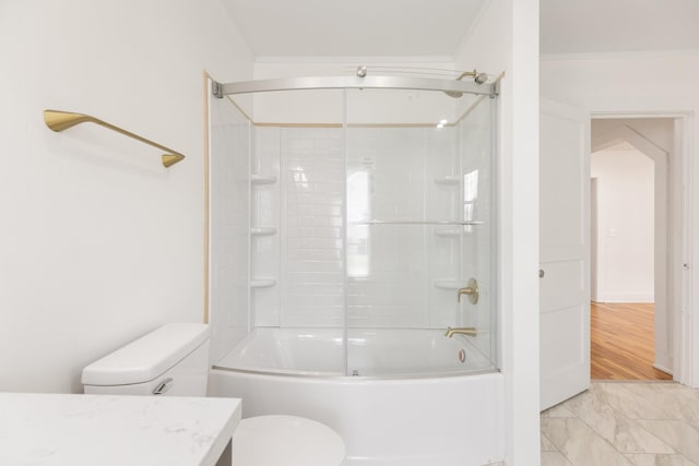 2108 Denham Ave, Columbia, TN 38401 - bathroom with vanity, bath / shower combo with glass door, and marble look tiles