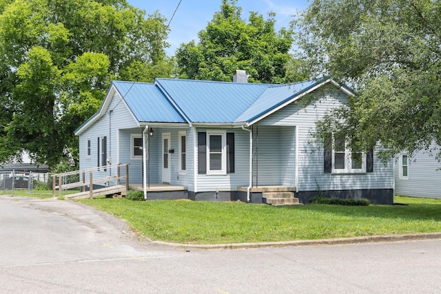 2108 Denham Ave, Columbia, TN 38401 - ranch-style house with covered porch, a chimney, and a metal roof