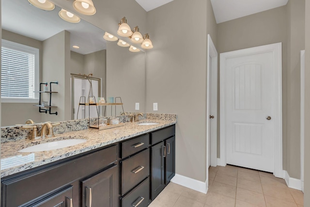 1060 Harvey Springs Dr, Spring Hill, TN 37174 - full bath featuring double vanity, tile patterned flooring, and a shower