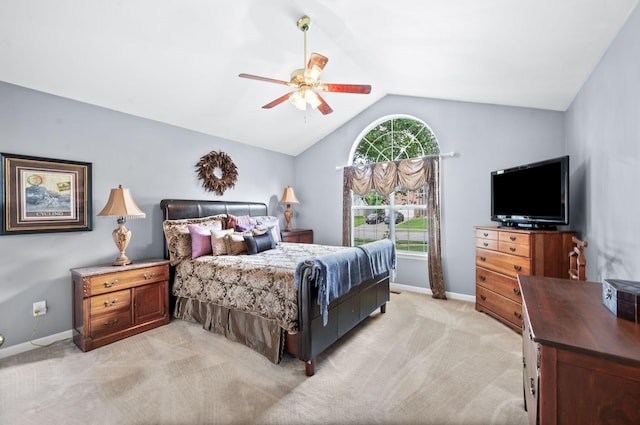 256 Granger View Cir, Franklin, TN 37064 - bedroom featuring lofted ceiling, light colored carpet, and a ceiling fan