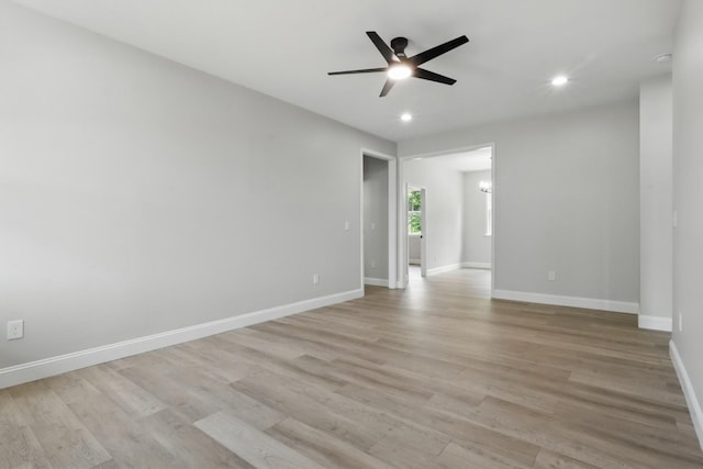 219 Dunnaway St, Shelbyville, TN 37160 - unfurnished room featuring a ceiling fan, light wood-style flooring, and recessed lighting