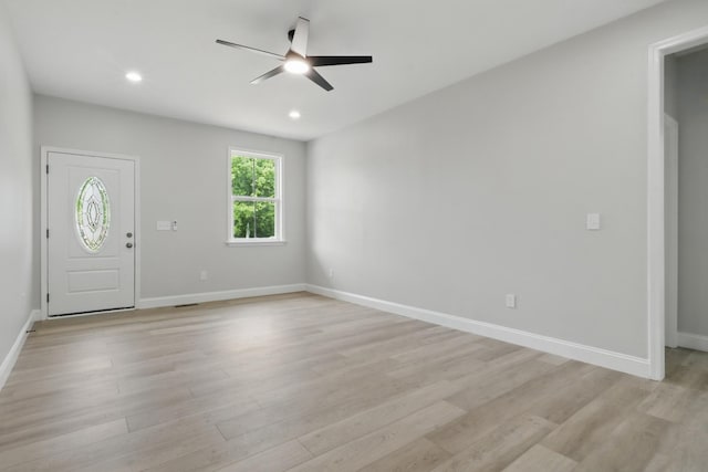 219 Dunnaway St, Shelbyville, TN 37160 - foyer featuring ceiling fan, light wood-type flooring, and recessed lighting