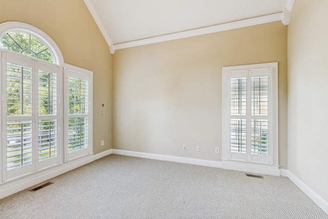 915 Joel Cheek Blvd, Franklin, TN 37064 - carpeted spare room with ornamental molding, vaulted ceiling, and plenty of natural light