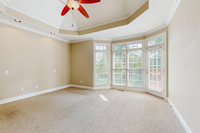 915 Joel Cheek Blvd, Franklin, TN 37064 - carpeted empty room featuring a ceiling fan, crown molding, and a raised ceiling