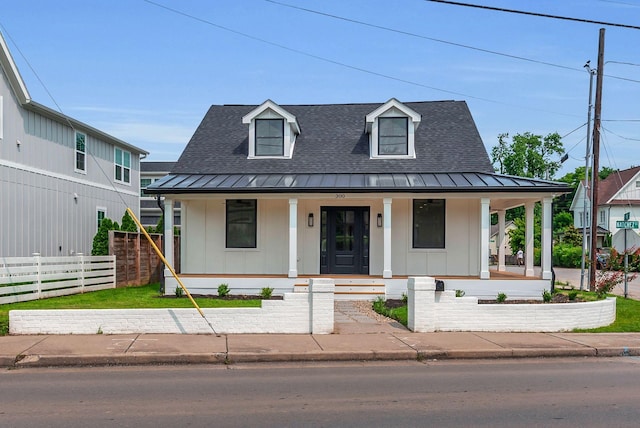 300 Natchez St, Franklin, TN 37064 - view of front of house with a standing seam roof, a porch, a shingled roof, a metal roof, and board and batten siding