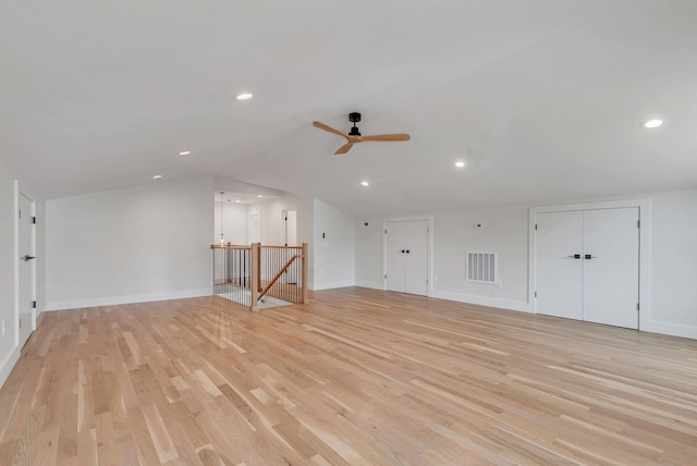 300 Natchez St, Franklin, TN 37064 - bonus room featuring ceiling fan, light wood-type flooring, vaulted ceiling, and recessed lighting