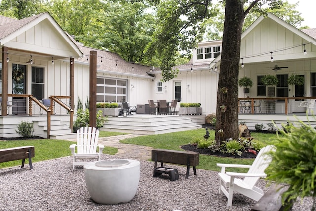 4150 Knipfer Rd, Joelton, TN 37080 - view of community with an outdoor fire pit, a wooden deck, and outdoor dining area