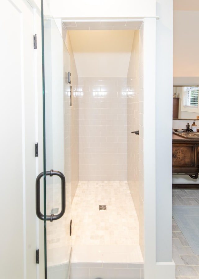 4150 Knipfer Rd, Joelton, TN 37080 - full bath with a stall shower, vanity, and tile patterned flooring