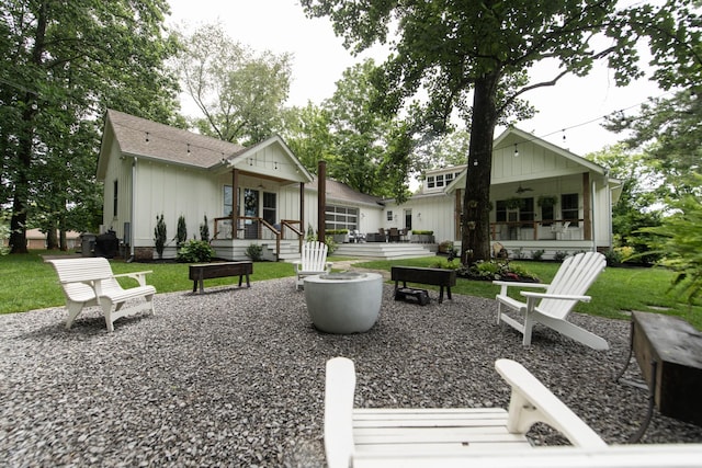 4150 Knipfer Rd, Joelton, TN 37080 - view of grassy yard featuring a wooden deck, a ceiling fan, and a patio