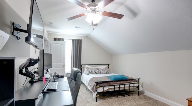 1029 Charles Thomas Dr, Clarksville, TN 37042 - bedroom with vaulted ceiling, carpet floors, and ceiling fan