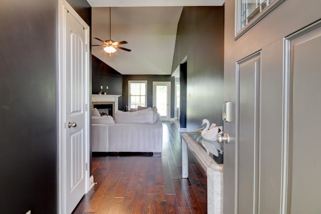 1029 Charles Thomas Dr, Clarksville, TN 37042 - bedroom with dark wood-style flooring, a fireplace, and high vaulted ceiling