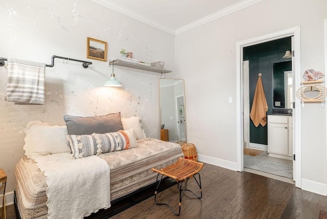 6067 Keats St, Franklin, TN 37064 - bedroom with wood finished floors, crown molding, and connected bathroom