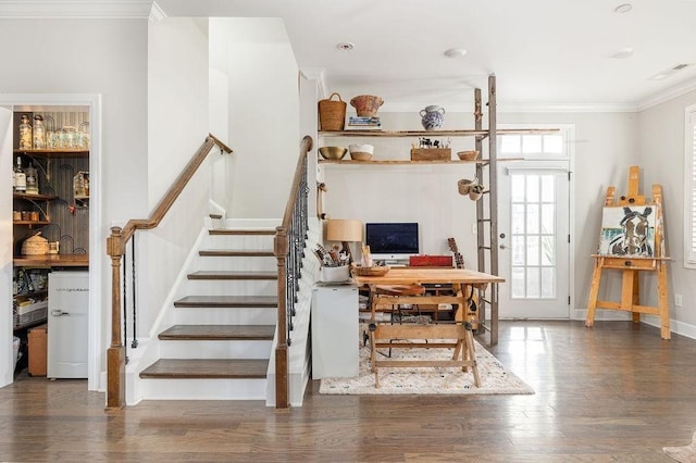 6067 Keats St, Franklin, TN 37064 - stairs featuring ornamental molding and wood finished floors