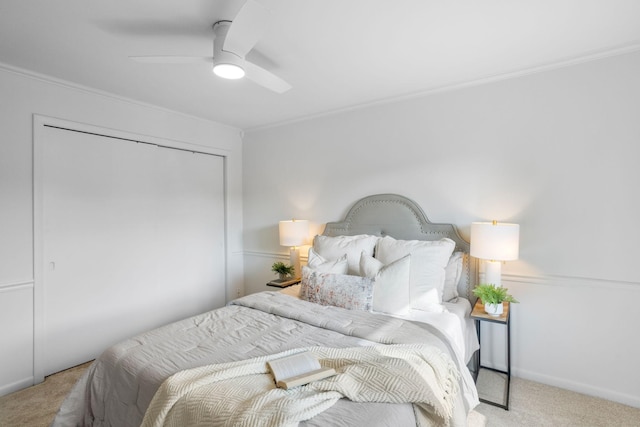 2020 Beech Ave Unit B13, Nashville, TN 37204 - carpeted bedroom featuring crown molding, ceiling fan, and a closet