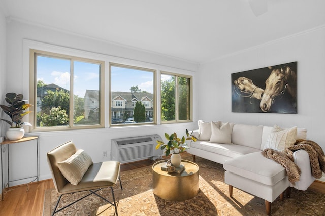 2020 Beech Ave Unit B13, Nashville, TN 37204 - living area featuring crown molding, wood finished floors, and a wall mounted AC