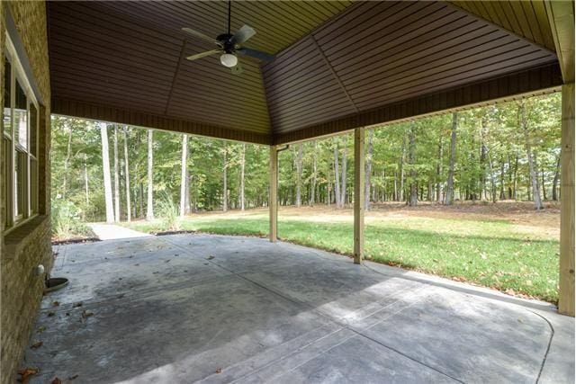 1789 Double R Blvd, Clarksville, TN 37042 - view of patio with a ceiling fan and a forest view