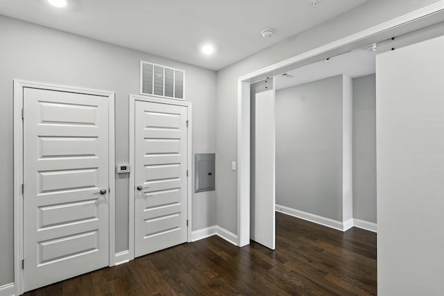 1000 Vintage Green Ln Unit 1201, Franklin, TN 37064 - hallway featuring dark wood-style floors, electric panel, and recessed lighting
