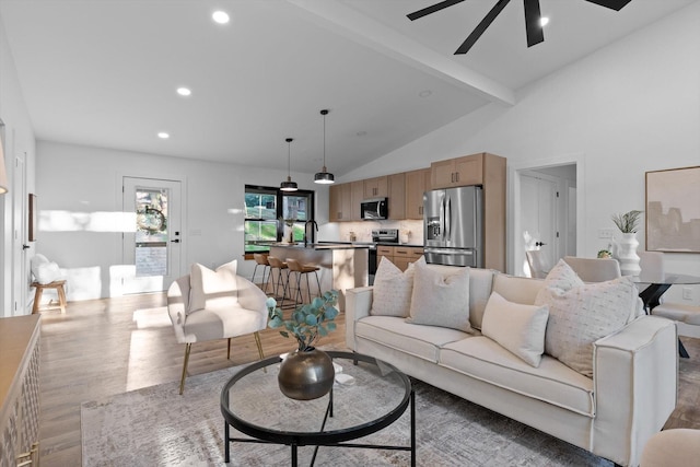 263 Eleanor Dr SW, Cleveland, TN 37311 - living room with wood finished floors, ceiling fan, and recessed lighting