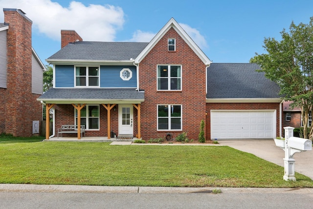 121 La View Rd, Hendersonville, TN 37075 - view of front of home with a porch, a front lawn, an attached garage, and concrete driveway