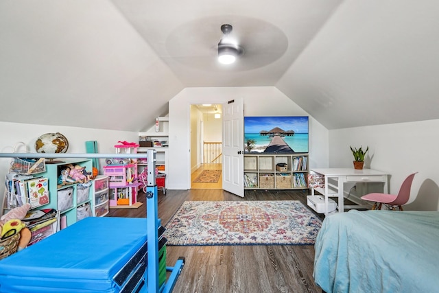 121 La View Rd, Hendersonville, TN 37075 - bedroom with wood finished floors, lofted ceiling, and a ceiling fan