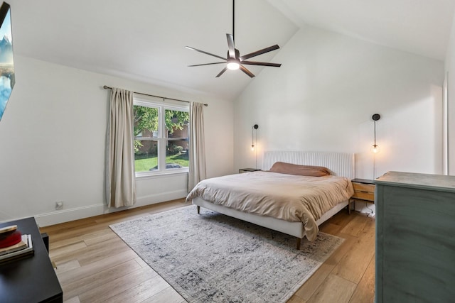 121 La View Rd, Hendersonville, TN 37075 - bedroom with light wood-style floors, high vaulted ceiling, and a ceiling fan
