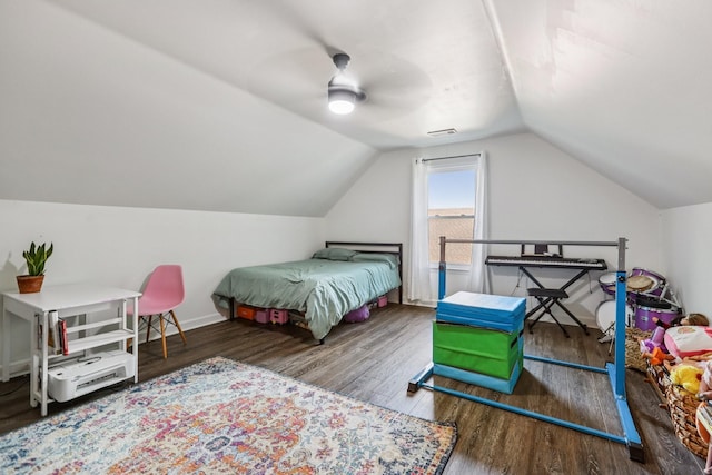 121 La View Rd, Hendersonville, TN 37075 - bedroom with vaulted ceiling, wood finished floors, and ceiling fan