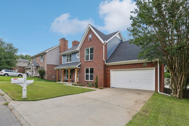 121 La View Rd, Hendersonville, TN 37075 - traditional-style house with brick siding, a front lawn, driveway, and an attached garage