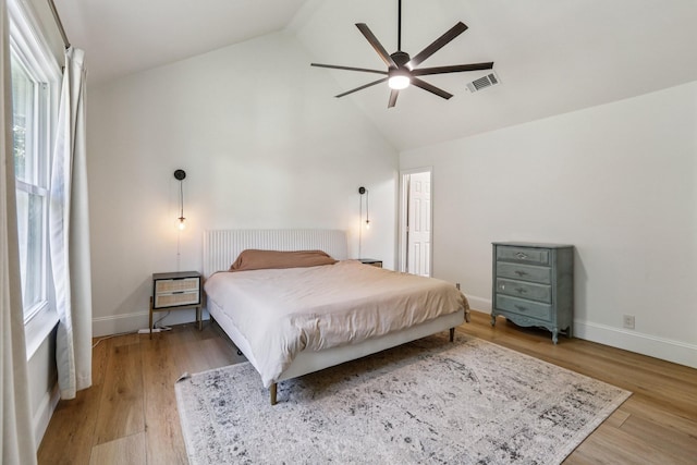 121 La View Rd, Hendersonville, TN 37075 - bedroom with light wood-style floors, high vaulted ceiling, and a ceiling fan