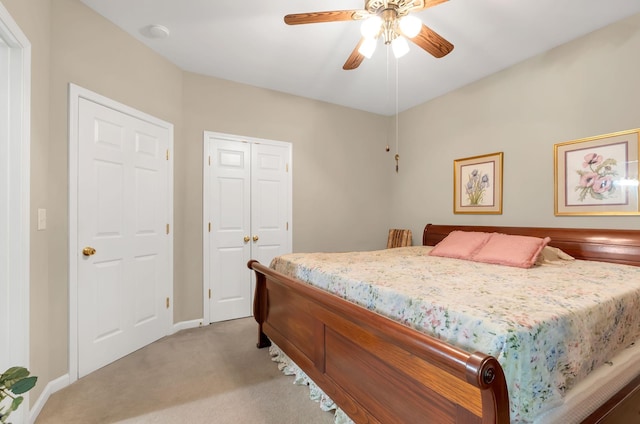 237 Woodmaker Ct, Nashville, TN 37214 - bedroom with light carpet, a closet, and ceiling fan
