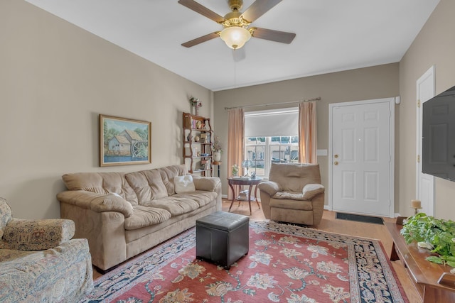 237 Woodmaker Ct, Nashville, TN 37214 - living room featuring a ceiling fan and wood finished floors