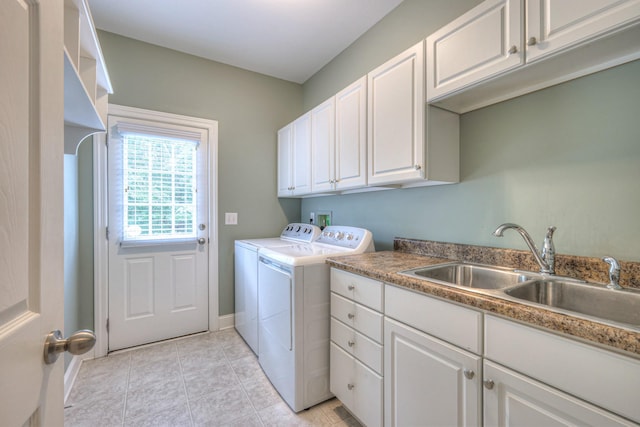 1222 Broadmoor Cir, Franklin, TN 37067 - washroom with washing machine and dryer, cabinet space, and light tile patterned floors