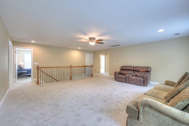 1222 Broadmoor Cir, Franklin, TN 37067 - living area featuring recessed lighting, carpet floors, and ceiling fan