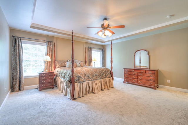 1222 Broadmoor Cir, Franklin, TN 37067 - carpeted bedroom with a tray ceiling, crown molding, and ceiling fan
