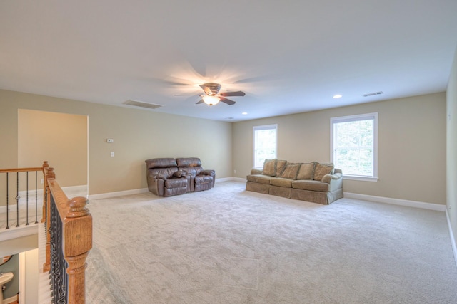 1222 Broadmoor Cir, Franklin, TN 37067 - living area featuring ceiling fan, carpet flooring, and recessed lighting