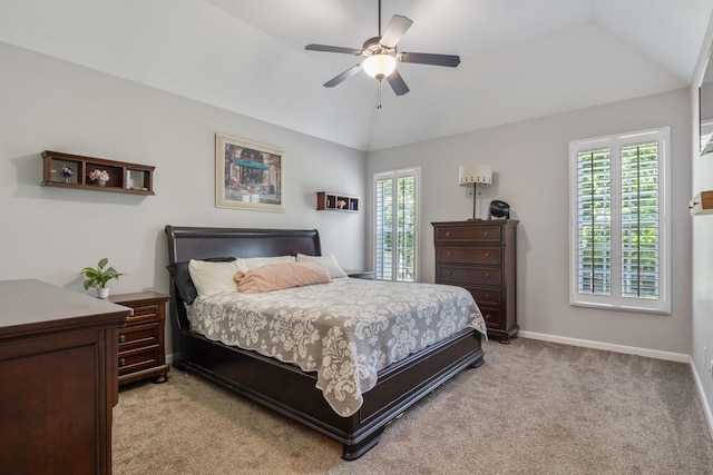 1057 Nealcrest Cir, Spring Hill, TN 37174 - bedroom featuring vaulted ceiling, light carpet, and ceiling fan