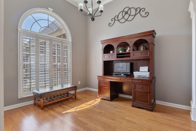1057 Nealcrest Cir, Spring Hill, TN 37174 - office space with light wood-style flooring and a chandelier
