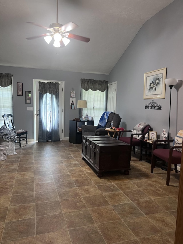 119 Boardwalk Way, Shelbyville, TN 37160 - living area with ceiling fan and high vaulted ceiling