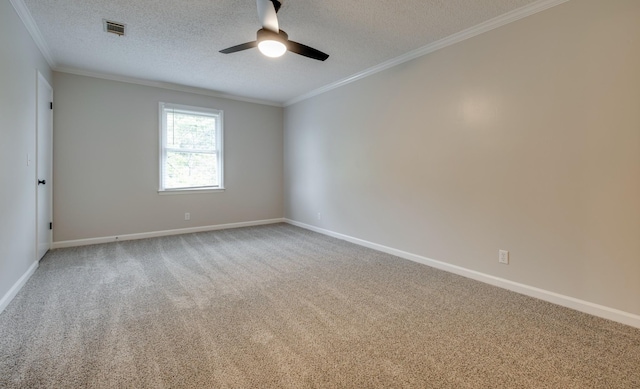 1524 Stone Hill Rd, Mount Juliet, TN 37122 - carpeted spare room featuring ornamental molding, a textured ceiling, and ceiling fan